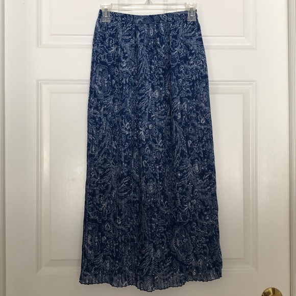 Cathy Daniels Blue & White Pleated Maxi Skirt S - Picture 2 of 8